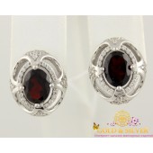 Серебряные серьги с гранатом Восточная сказка 2472/9р